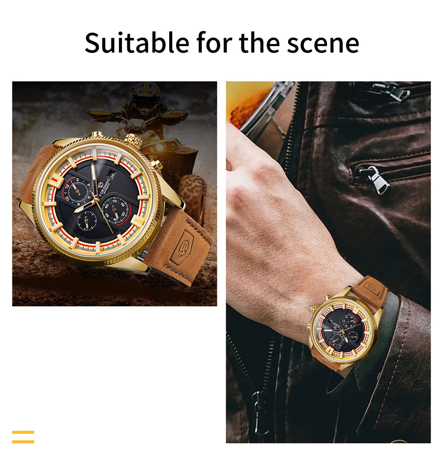Purab Darda automatic mechanical watch luxury with gold accents and brown leather strap, perfect for any occasion