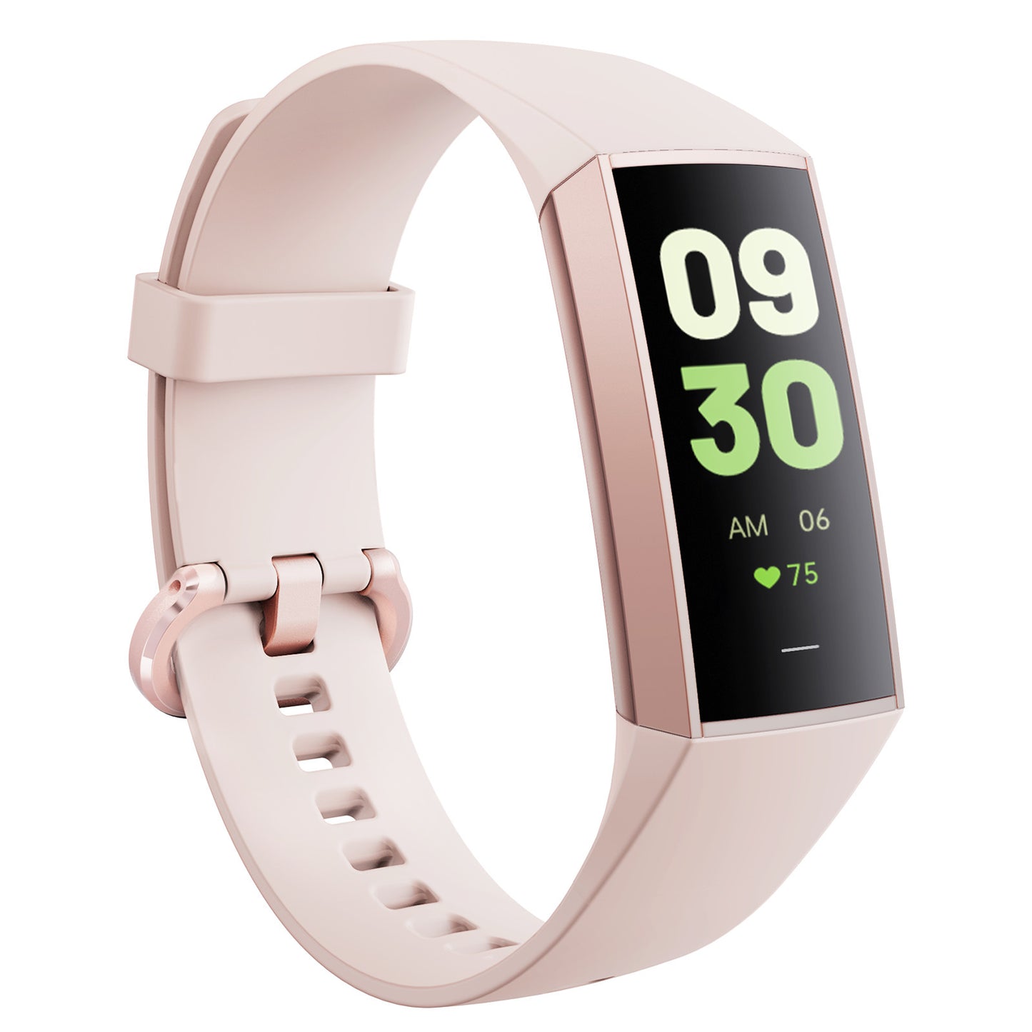 Stylish smart AMOLED fitness bracelet with heart rate monitor and digital display in pink color